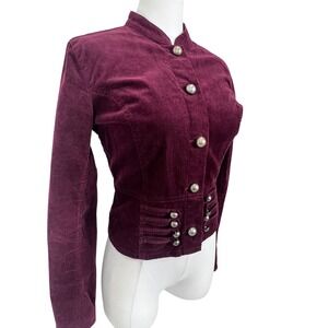 Ox Blood Corduroy Metal Button Jacket Military Style